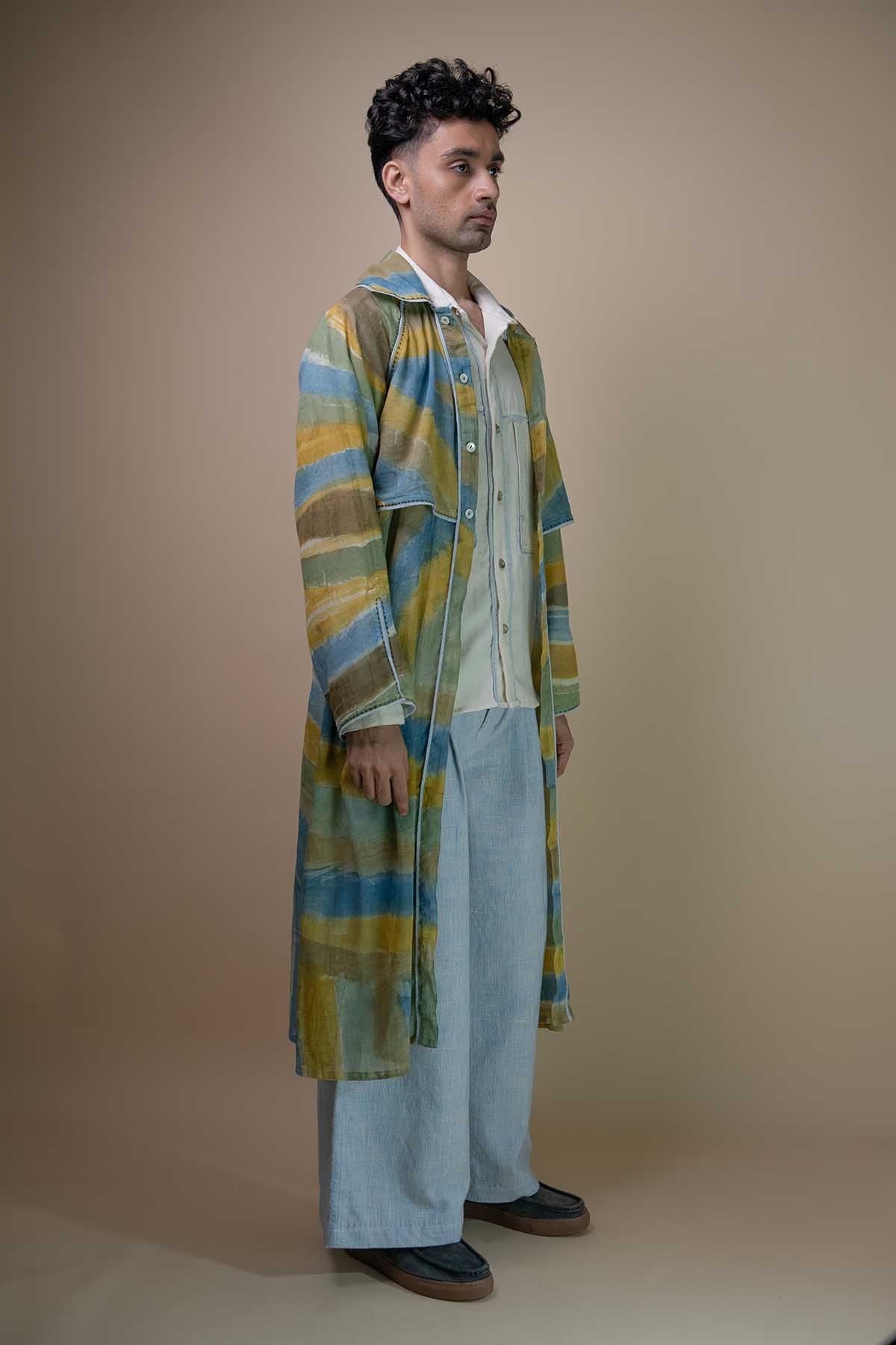 Hand Painted Mulmul Long Trench