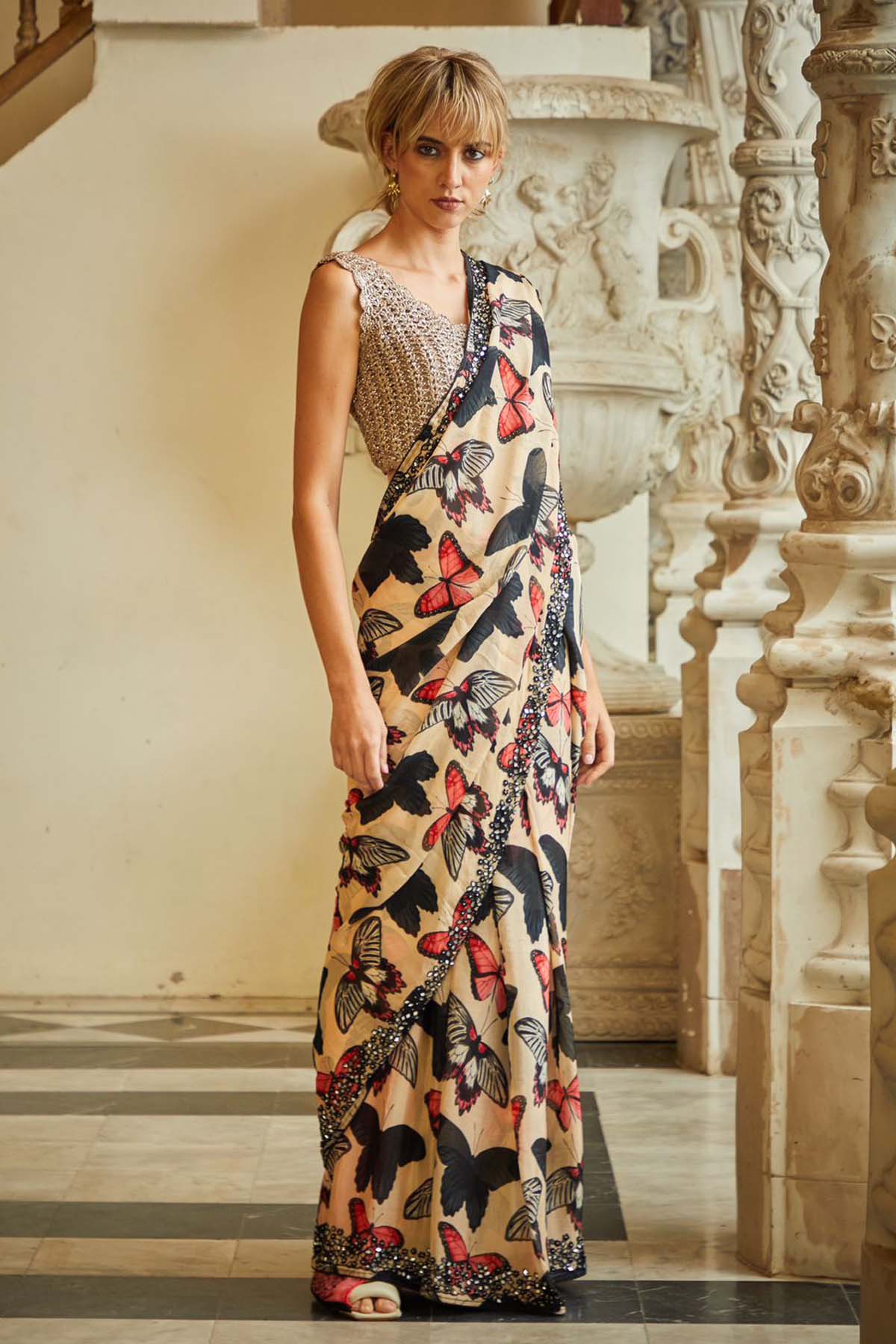 Multi Printed Georgette Saree