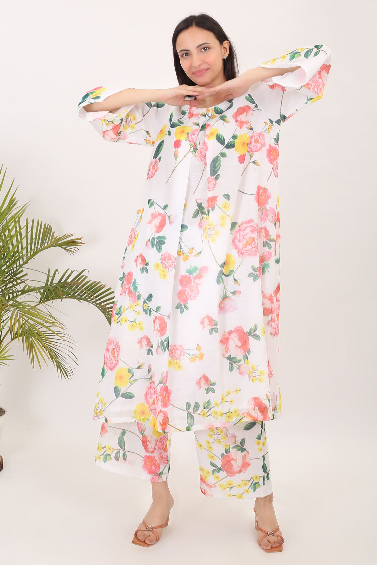 Multi White Printed Kurta Set