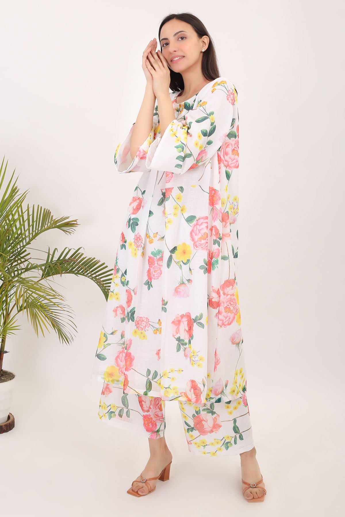 Multi White Printed Kurta Set