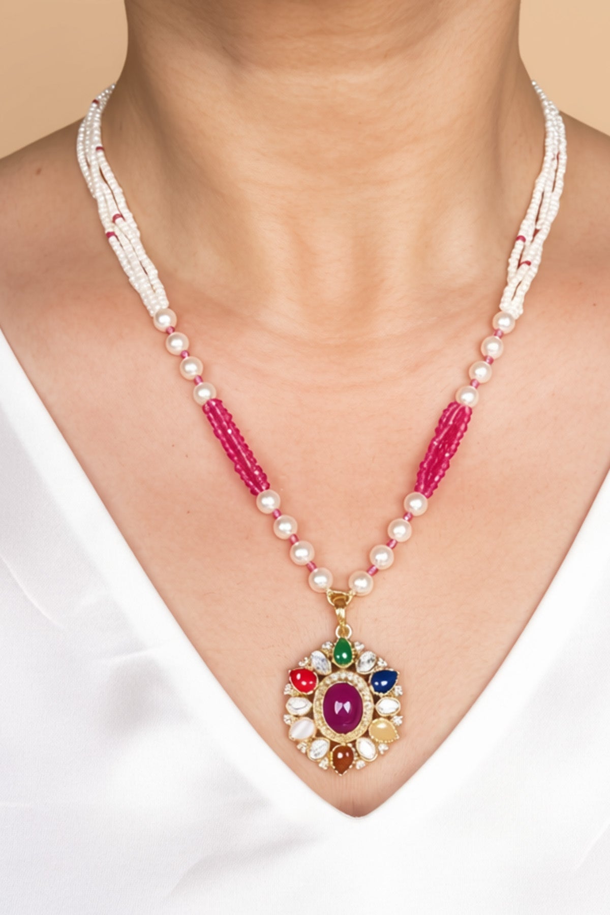 Buy Multi 925 Silver Polki Necklace Set for women by Sica online available at scrollnshops