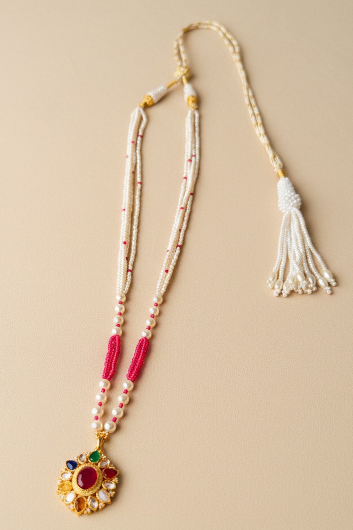 Multi 925 Silver Polki Necklace