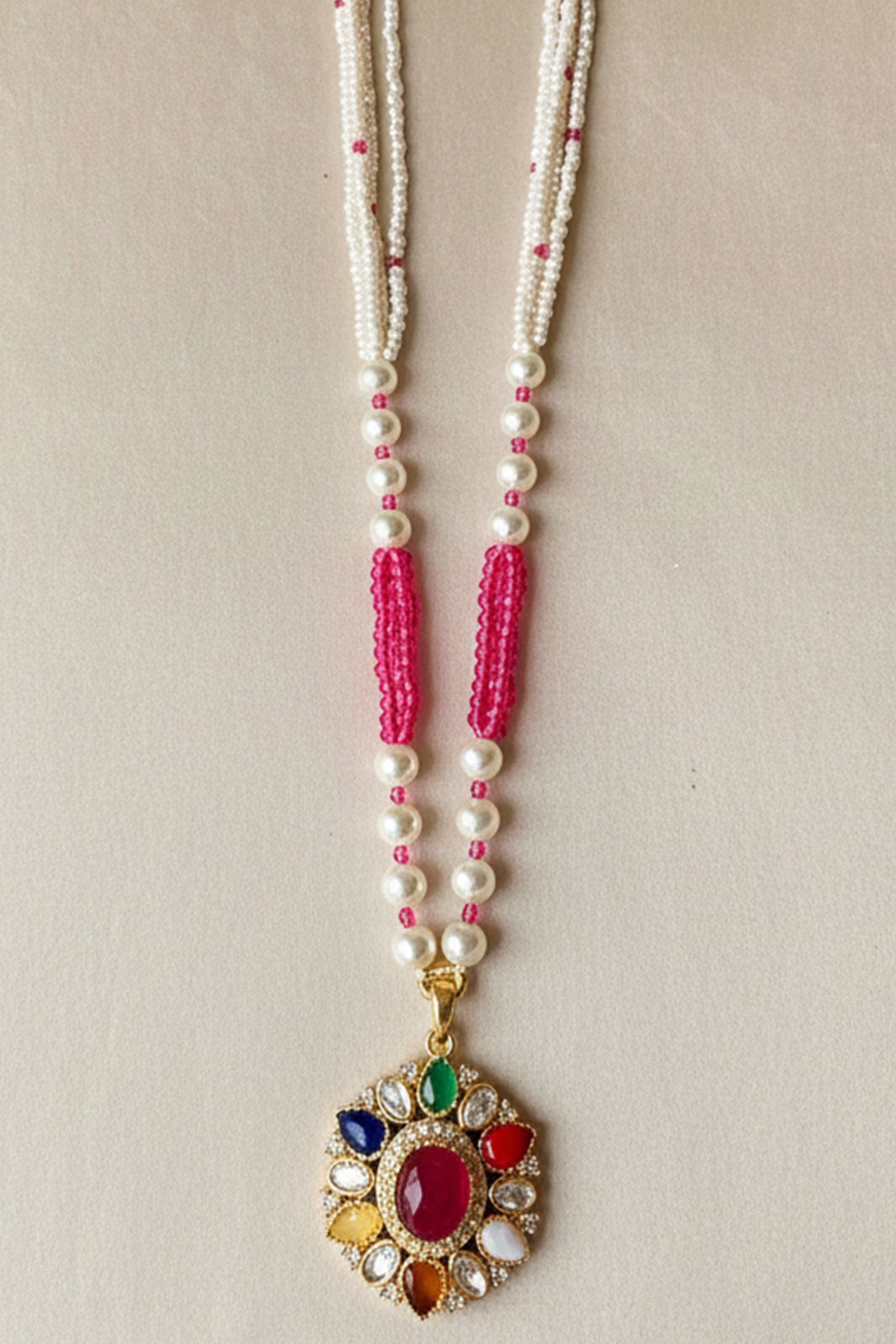 Multi 925 Silver Polki Necklace