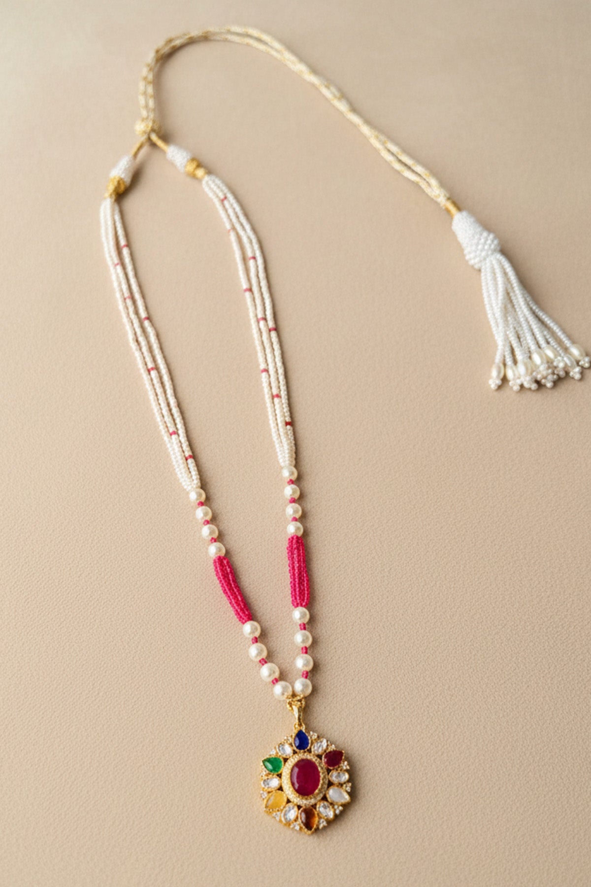 Multi 925 Silver Polki Necklace