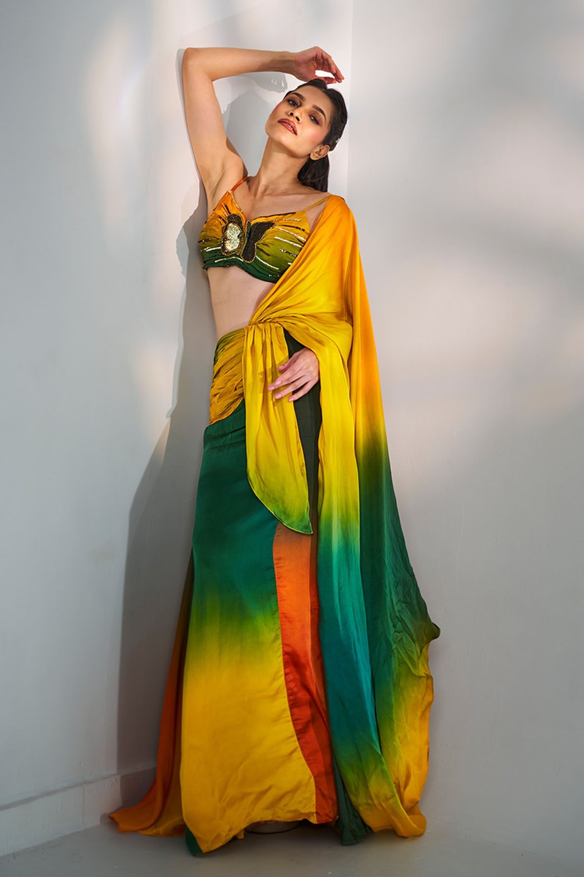 Multi Antique Sequin Saree Set