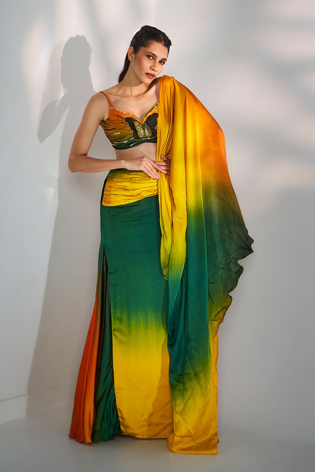 Multi Antique Sequin Saree Set