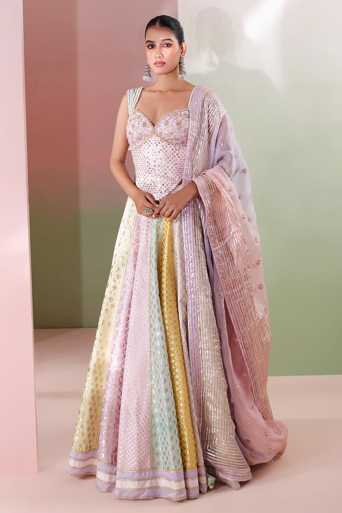 Buy Multi Bead & Thread Lehenga Set Set for women by Priyanka Jain online available at scrollnshops