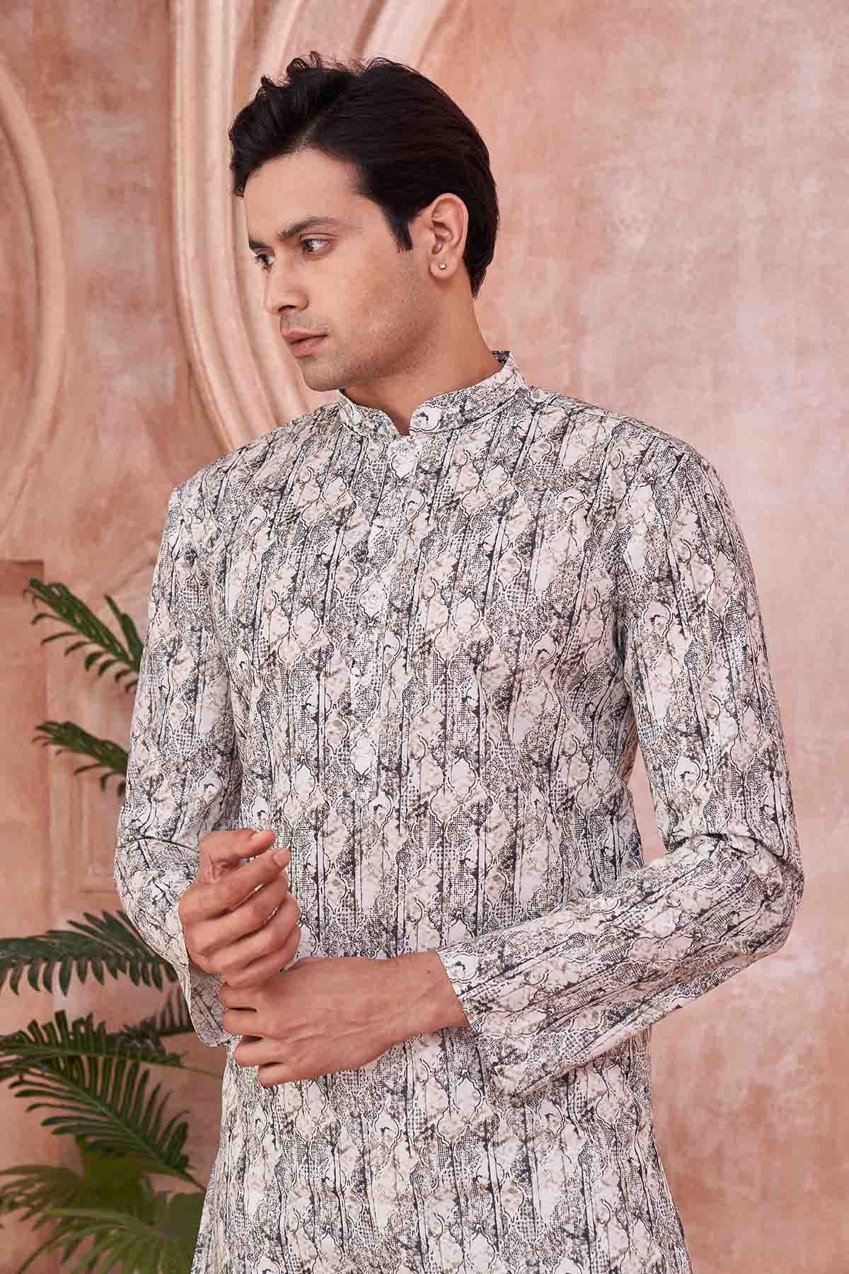 Multi Black Cotton Print Kurta