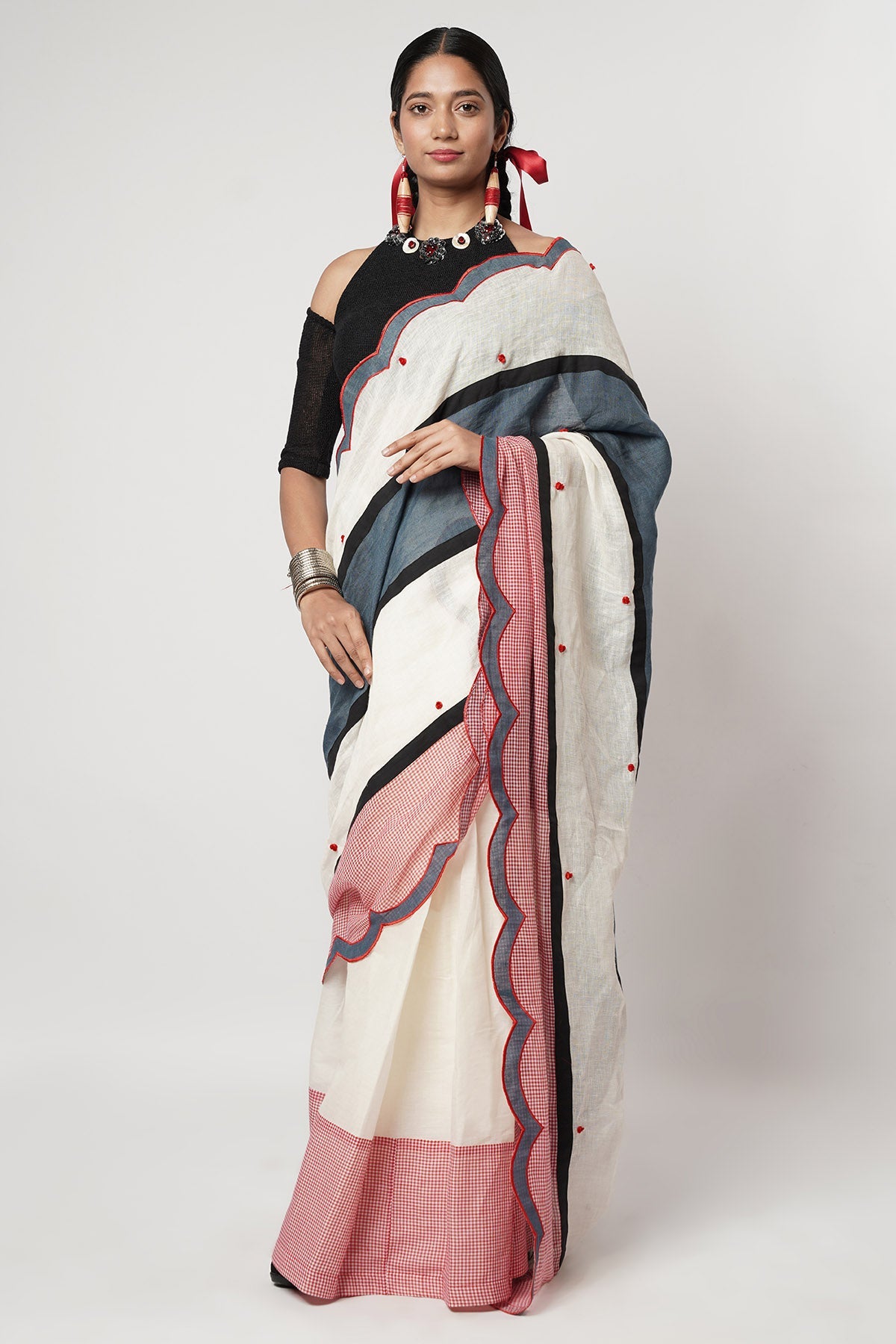 Buy Multi Colour Block Saree Set for women by Shwetanga online available at scrollnshops