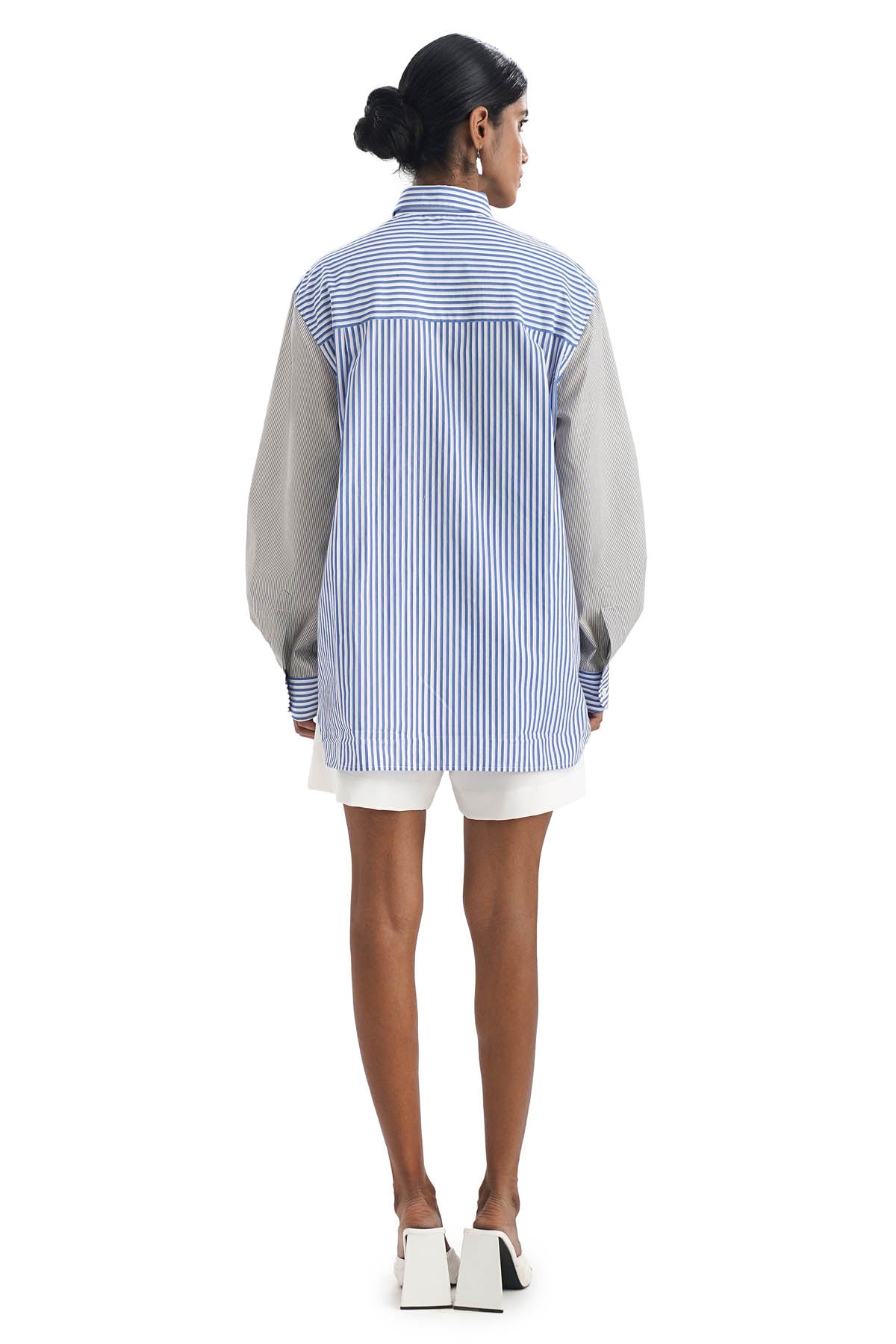 Multi Cutout Blue Stripe Shirt