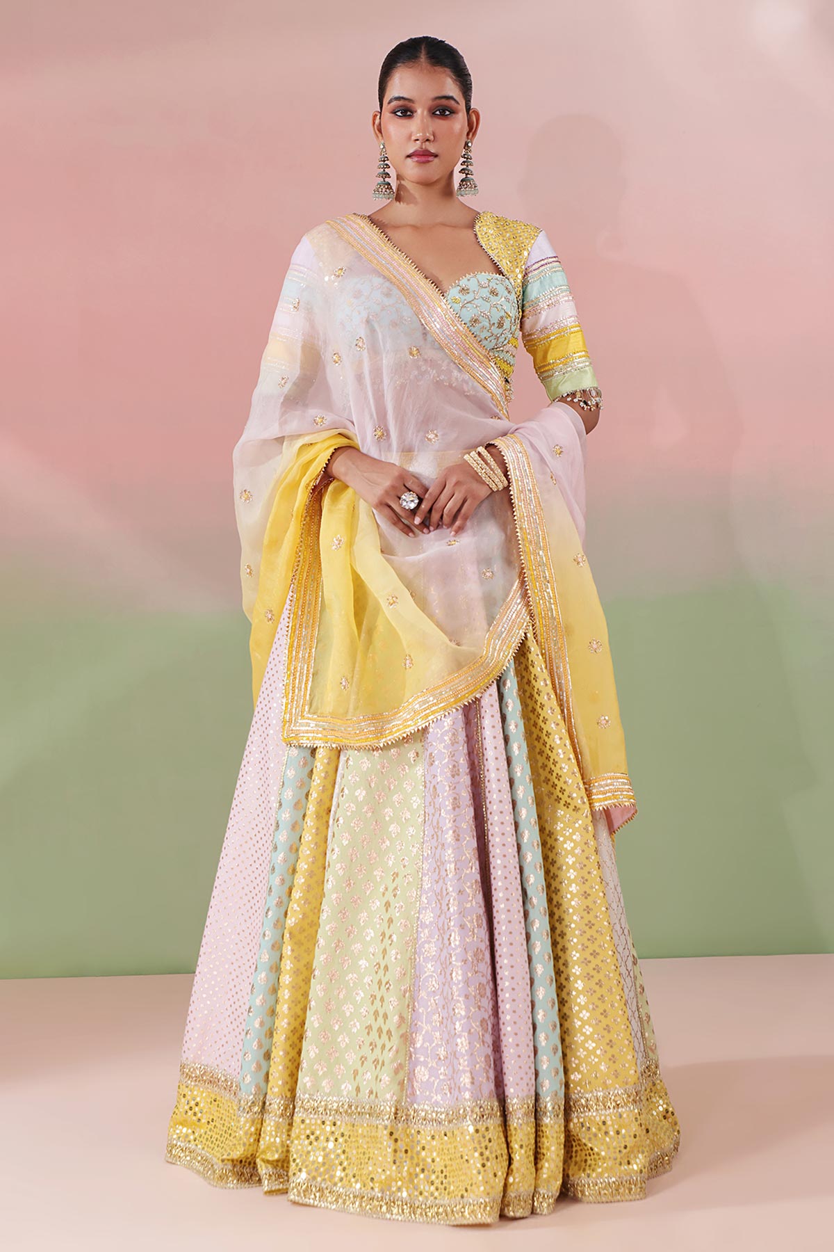Buy Multi Dabka Pearls Lehenga Set Set for women by Priyanka Jain online available at scrollnshops