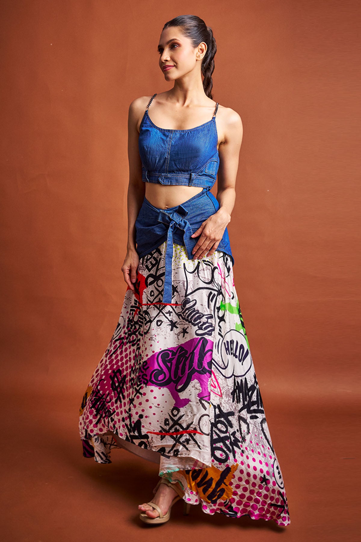 Multi Denim Indo-Western Set