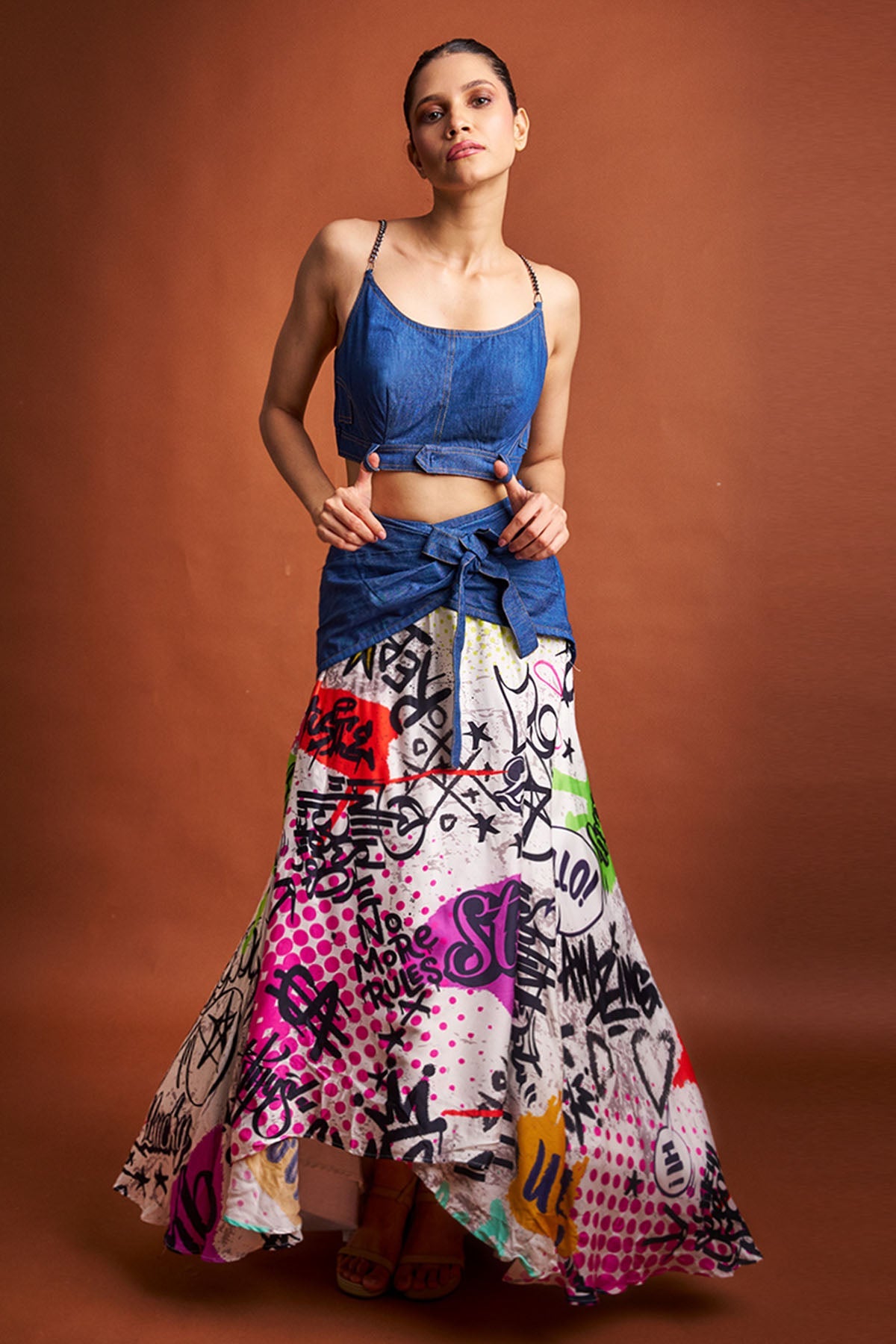 Buy Multi Denim Indo-Western Set for women by Ricka Gauba online available at scrollnshops