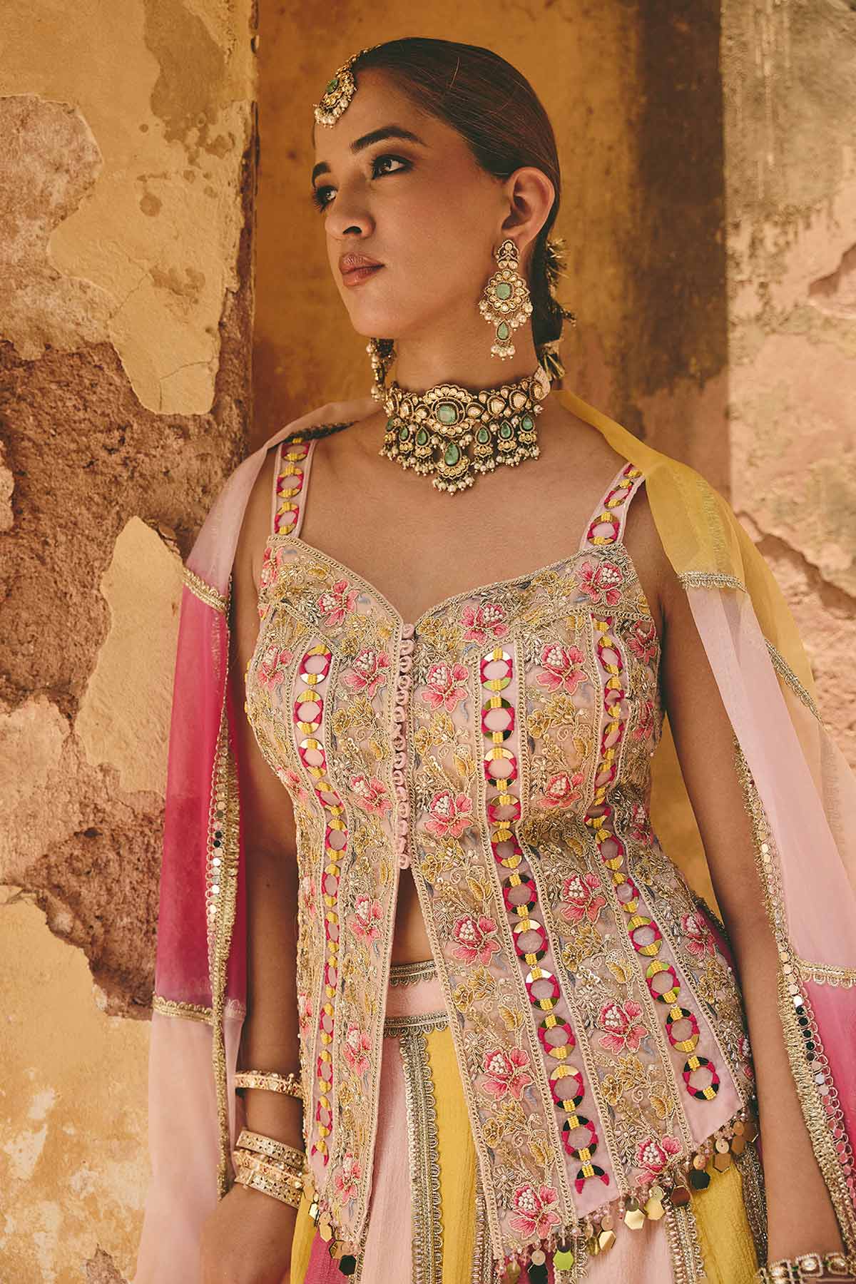 Multi Embellished Lehenga Set