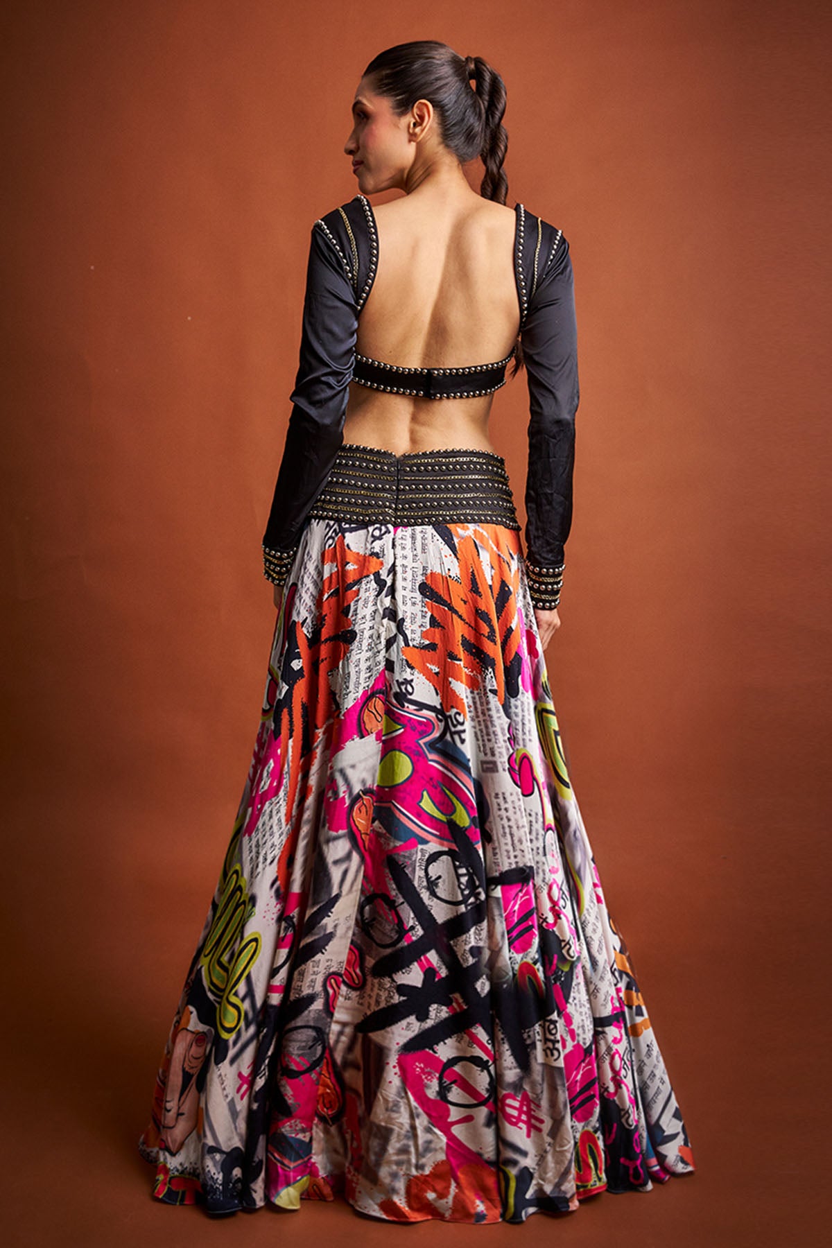 Multi Graffiti Print Skirt Set
