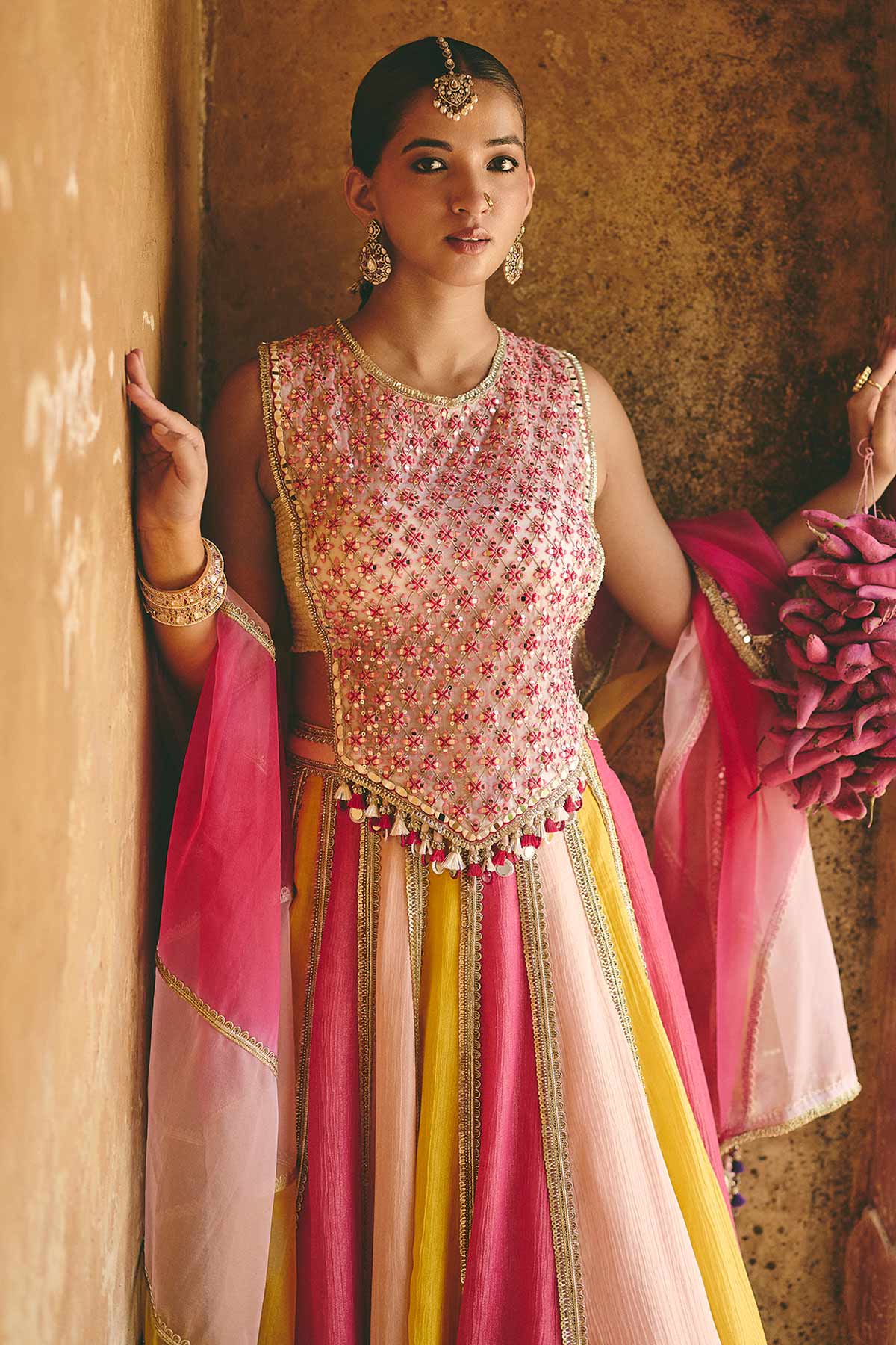 Multi Mirror Work Lehenga Set