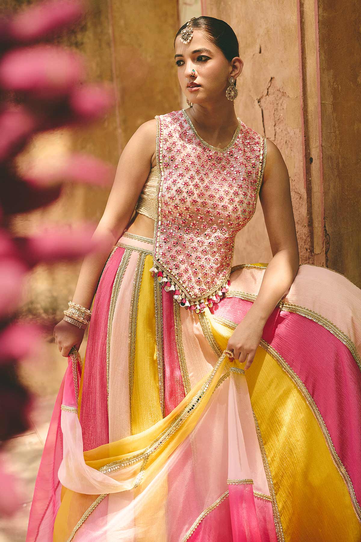 Multi Mirror Work Lehenga Set