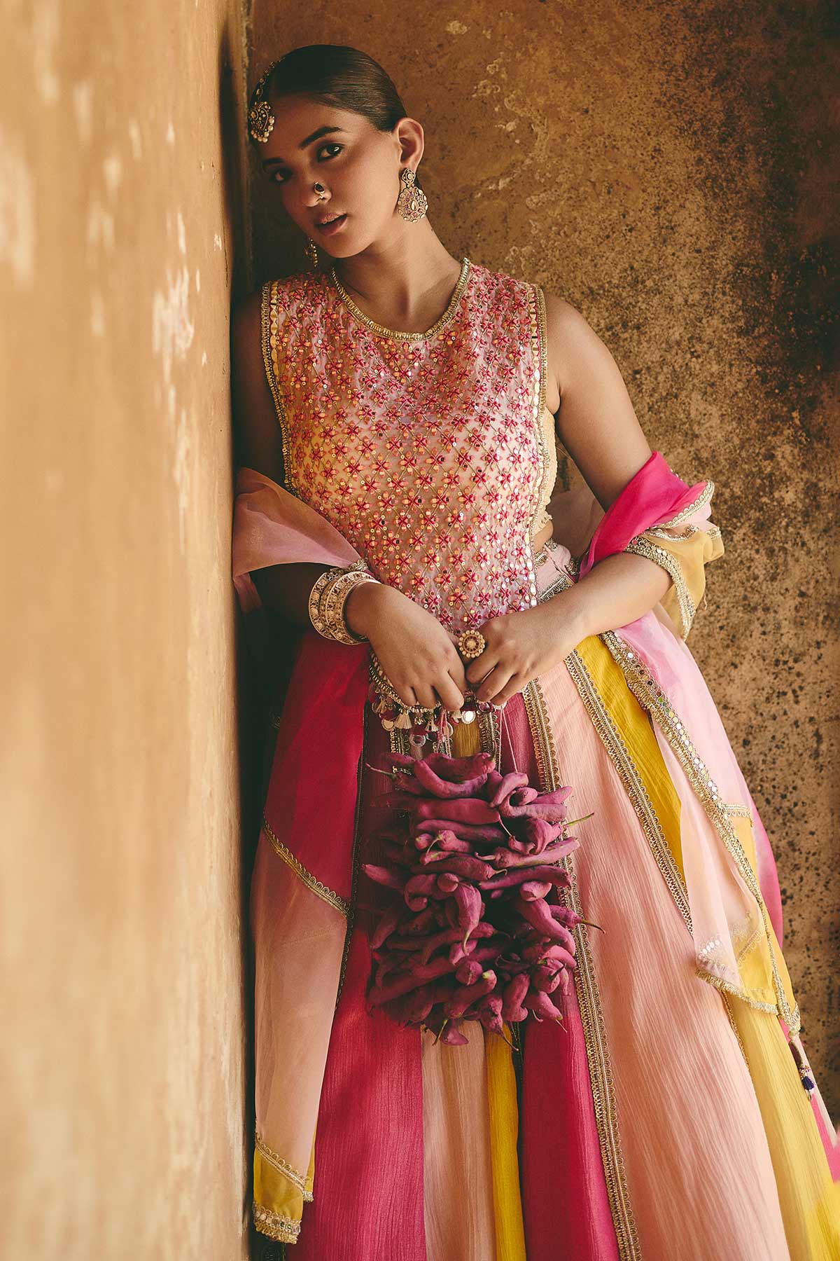 Multi Mirror Work Lehenga Set