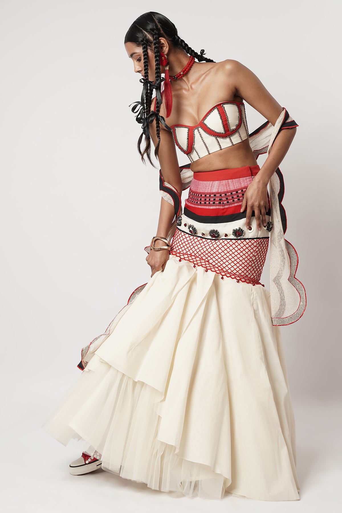 Multi Naga Fishcut Lehenga Set
