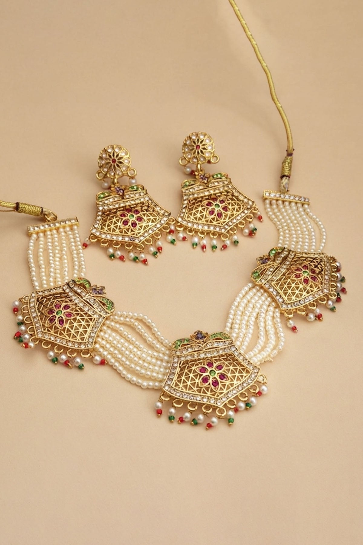 Multi Pearl Gold Jewellery Set
