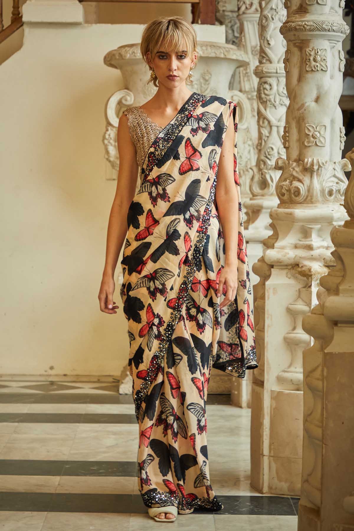 Multi Printed Georgette Saree
