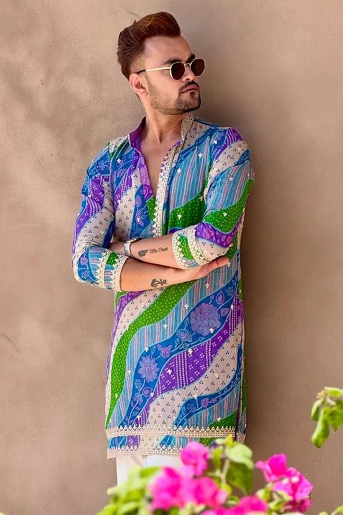Buy Multi Rayon Embroidered Kurta for men by Aastha Fashion online available at scrollnshops
