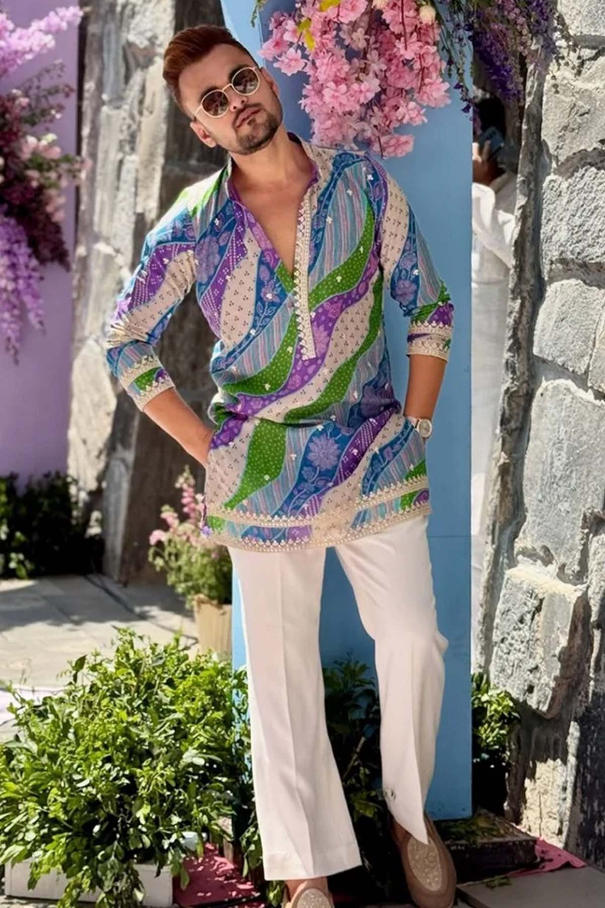 Multi Rayon Embroidered Kurta