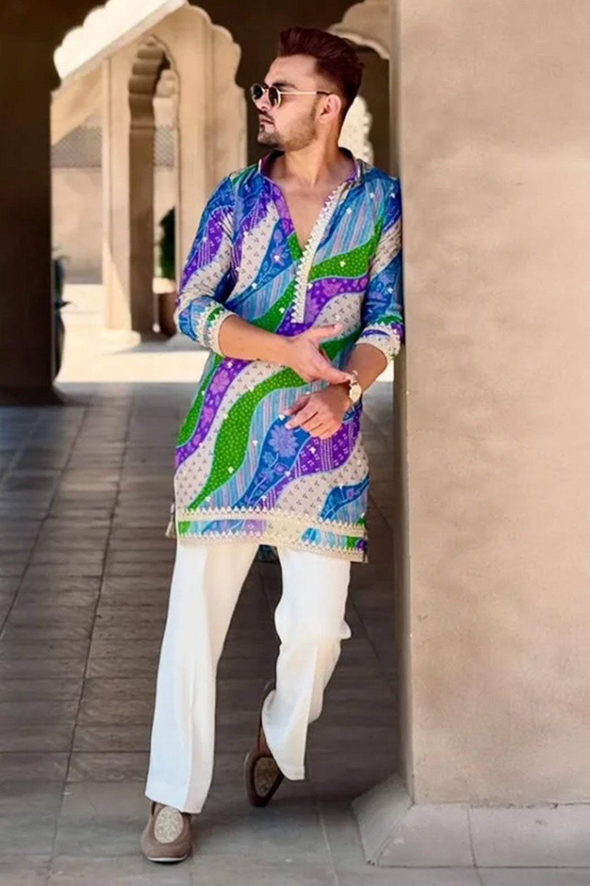 Multi Rayon Embroidered Kurta