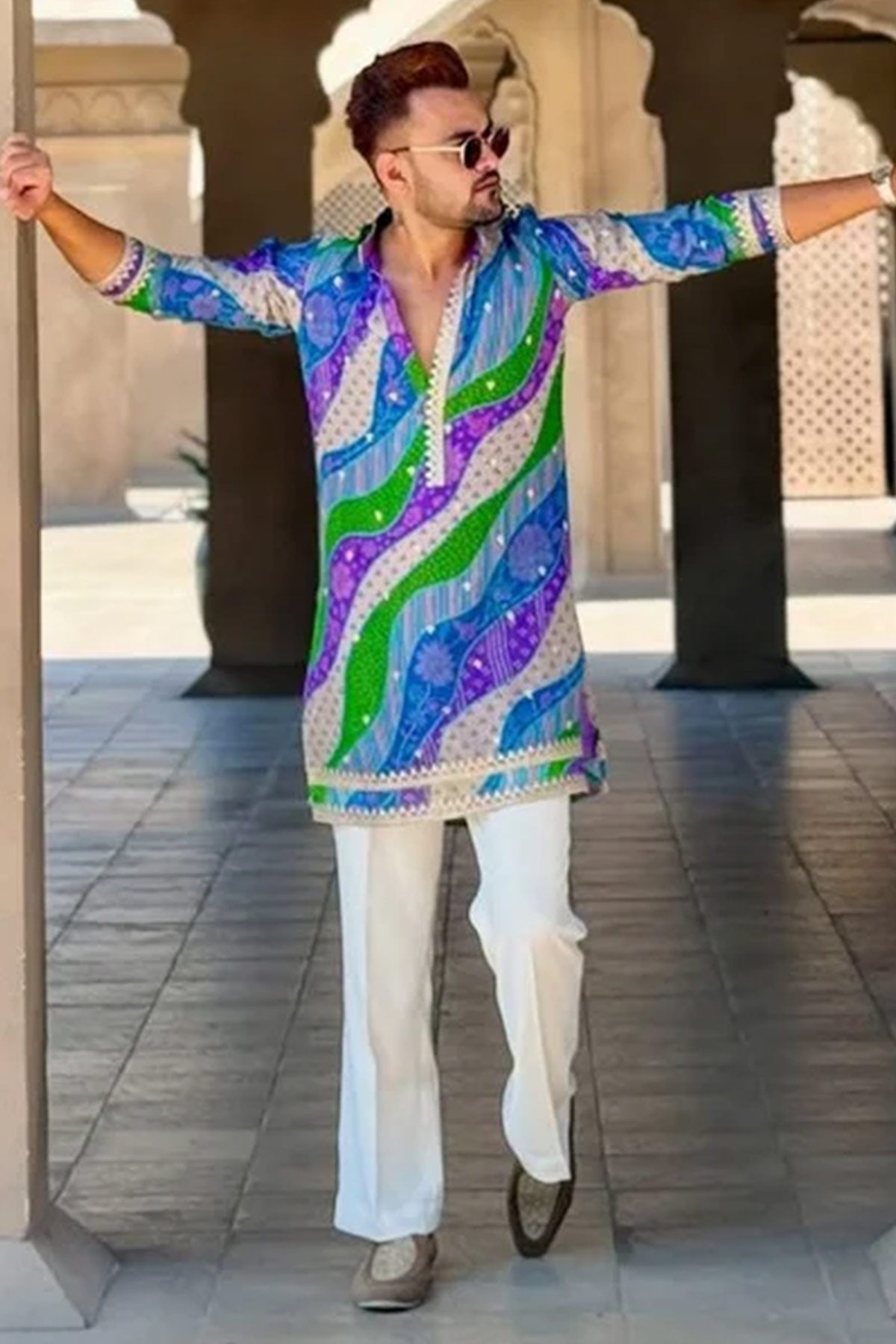 Multi Rayon Embroidered Kurta