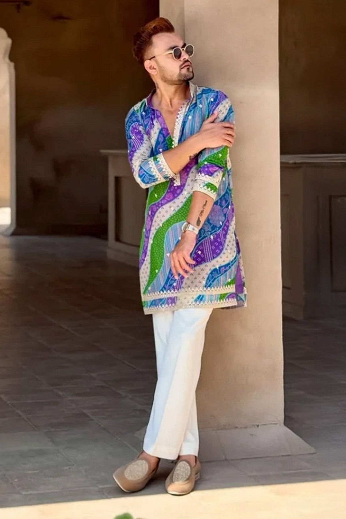 Multi Rayon Embroidered Kurta
