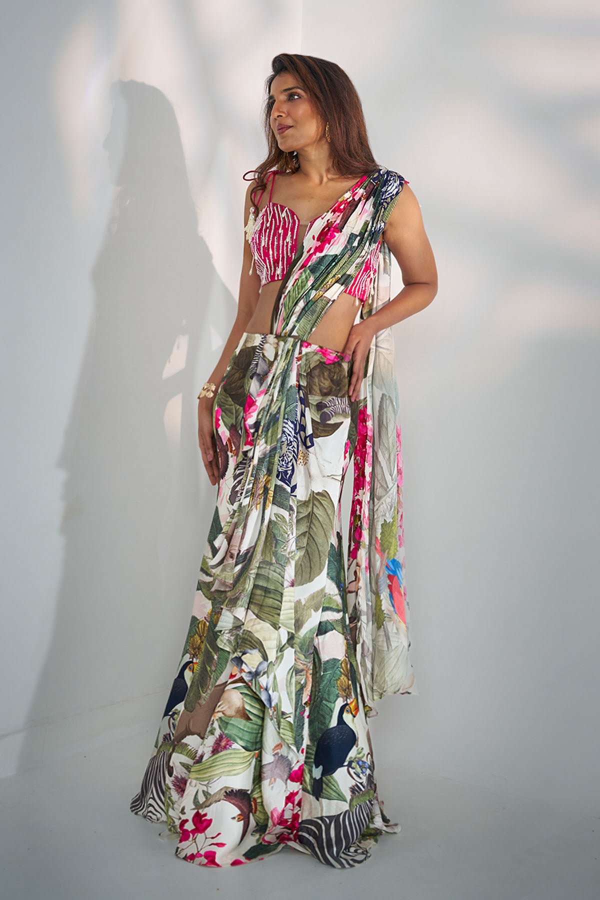 Multi Sequins & Moti Saree Set