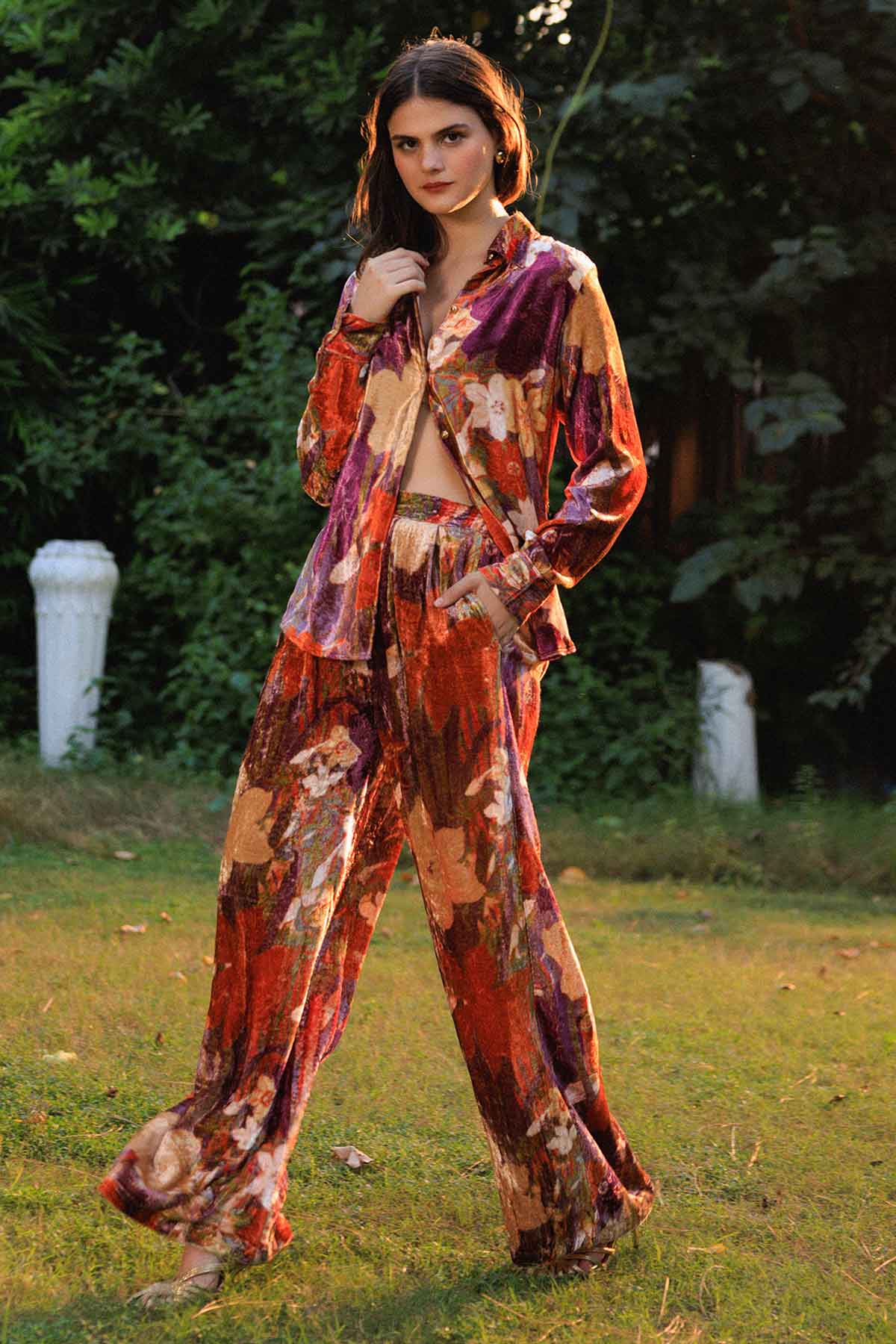 Multi Velvet Printed Co-ord Set