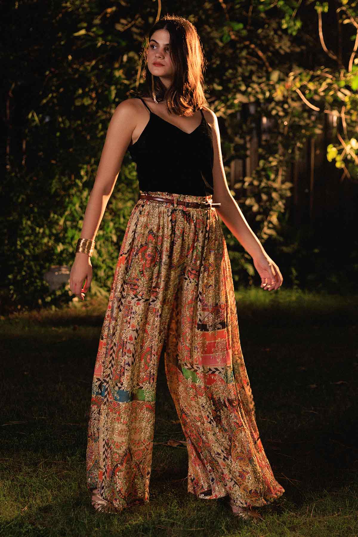 Multi Viscose High Waist Pant