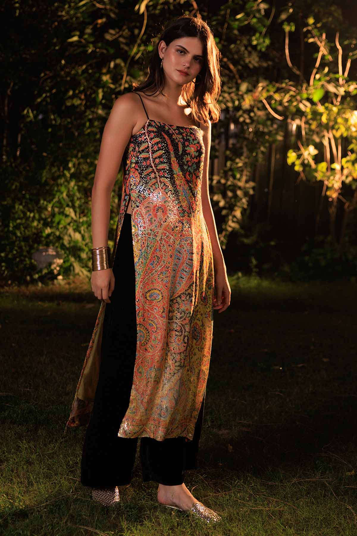 Multi Viscose Sequin Kurta Pant
