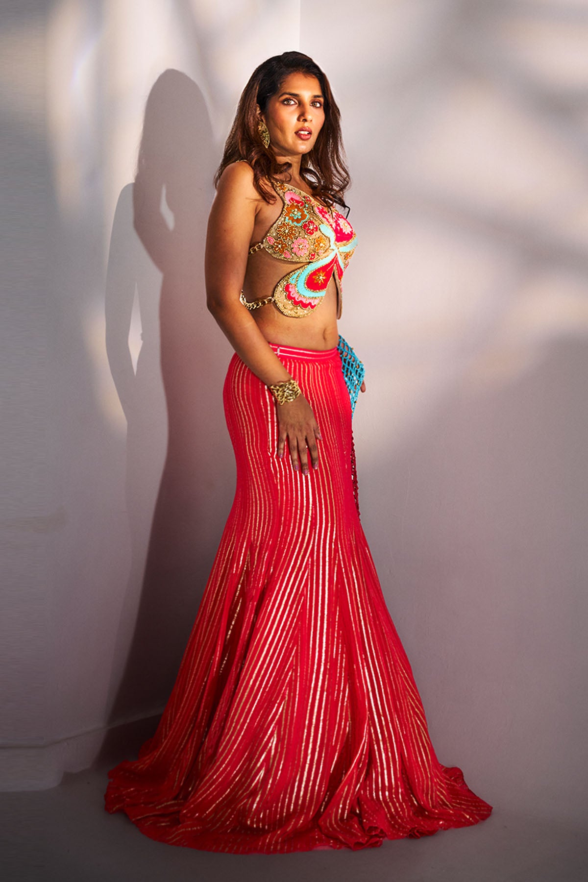 Multi Wool Yarns Lehenga Set