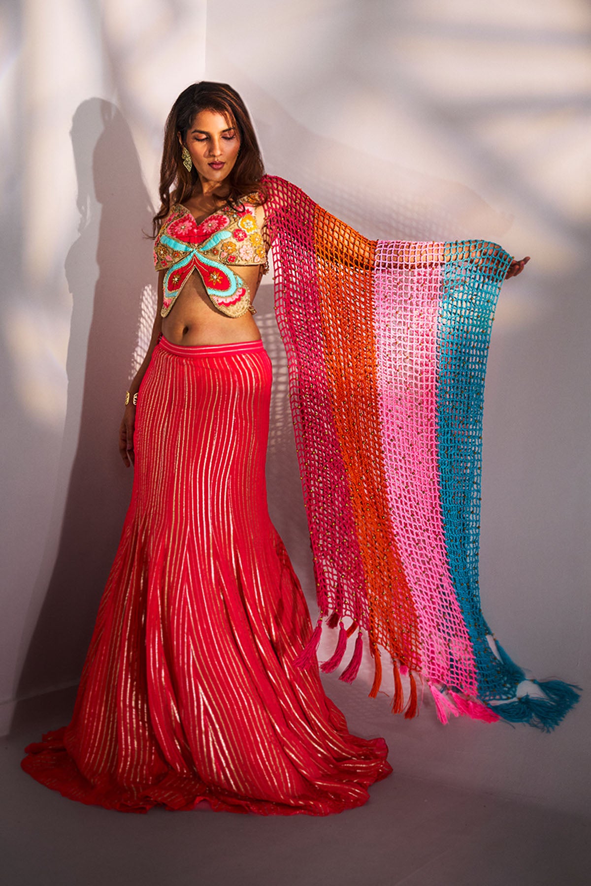 Multi Wool Yarns Lehenga Set