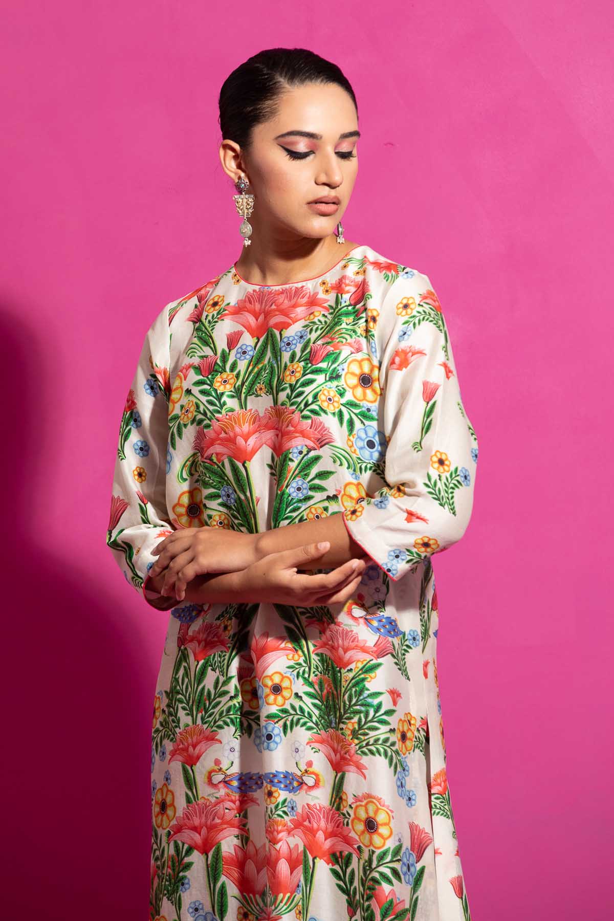 Multicolor Chanderi Kurta Set