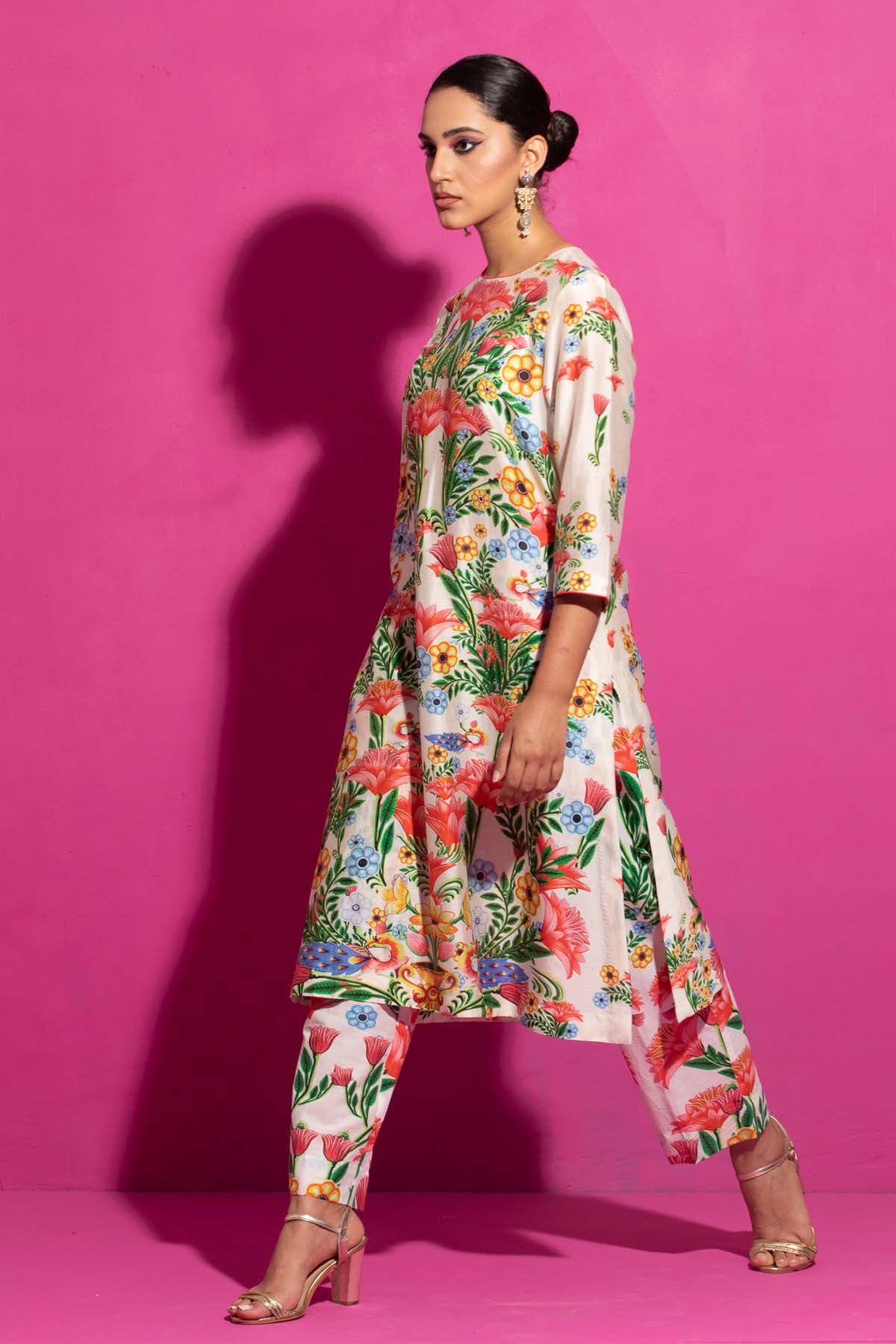 Multicolor Chanderi Kurta Set