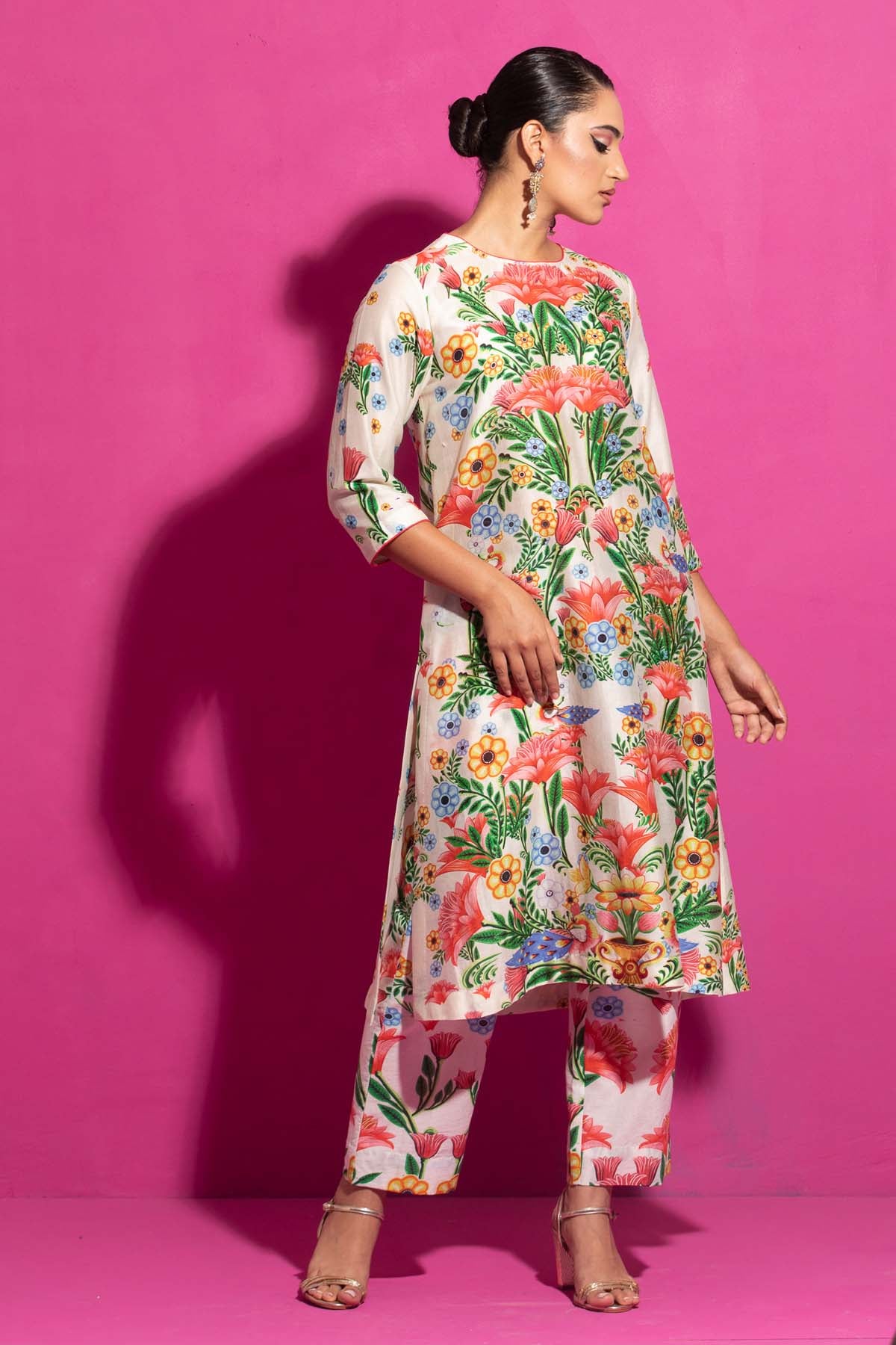 Multicolor Chanderi Kurta Set