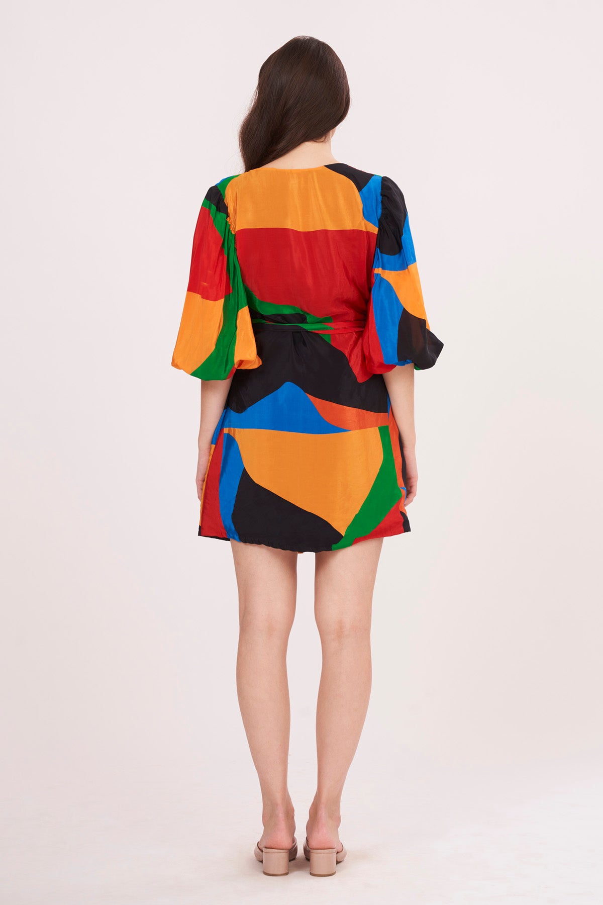 Multicolor Crepe Wrap Dress