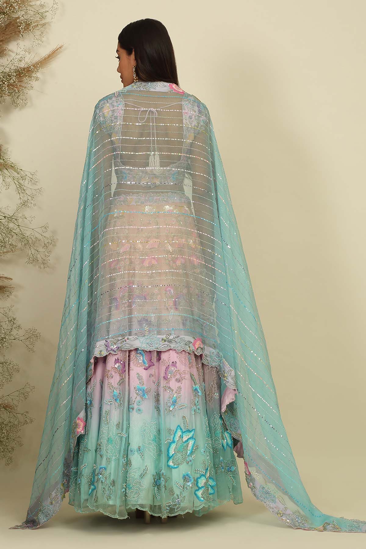 Multicolor Embellished Lehenga Set