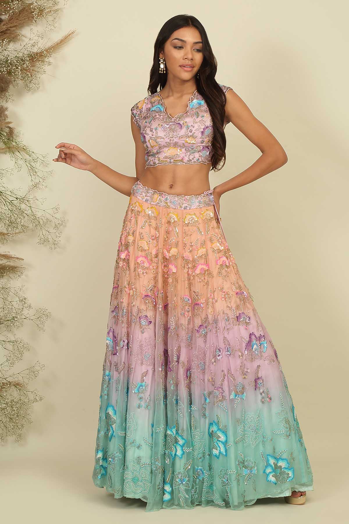 Multicolor Embellished Lehenga Set