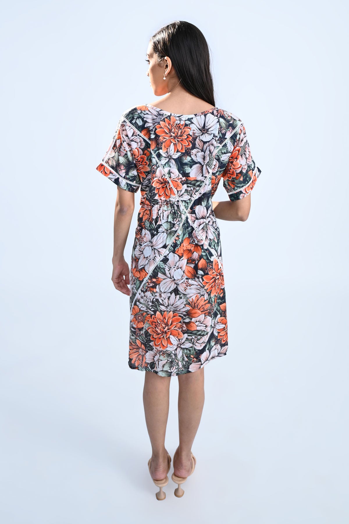Multicolor Floral Lace Cotton Dress