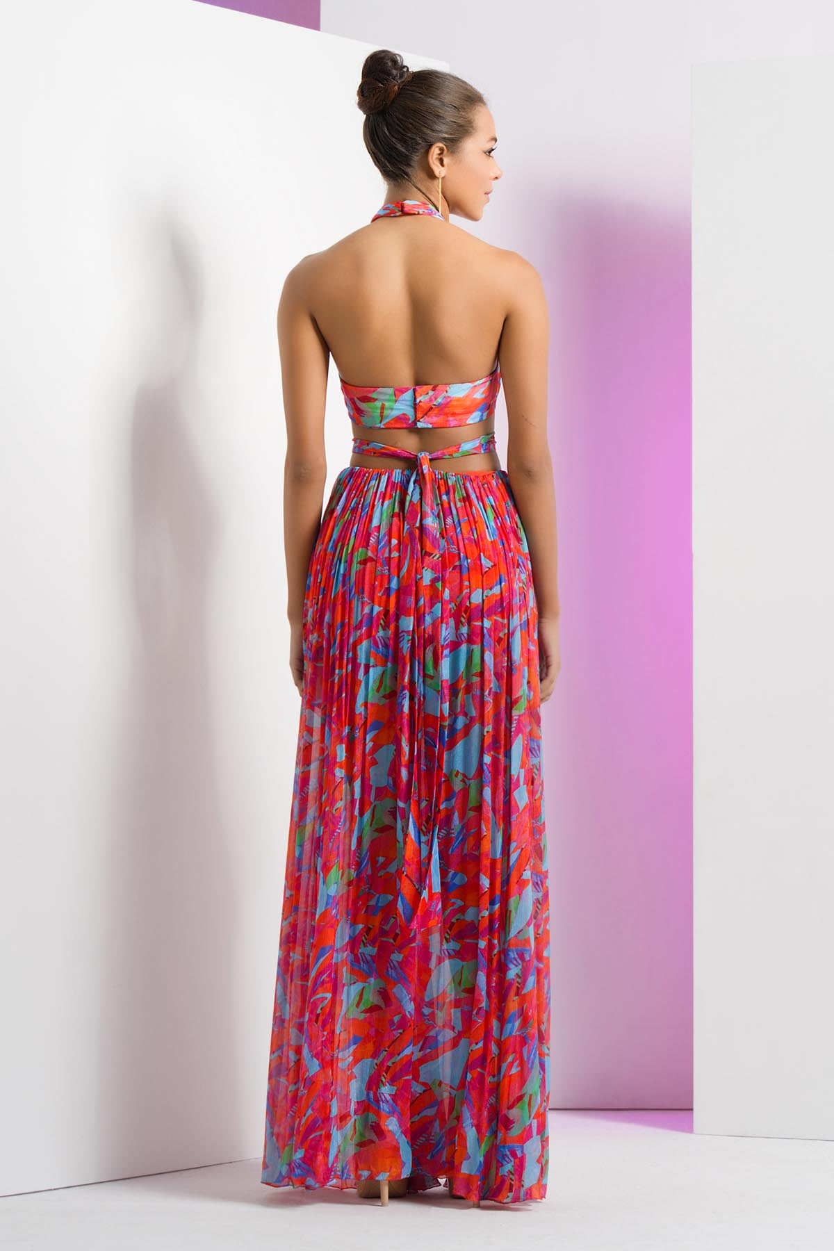 Multicolor Halter Neck Dress