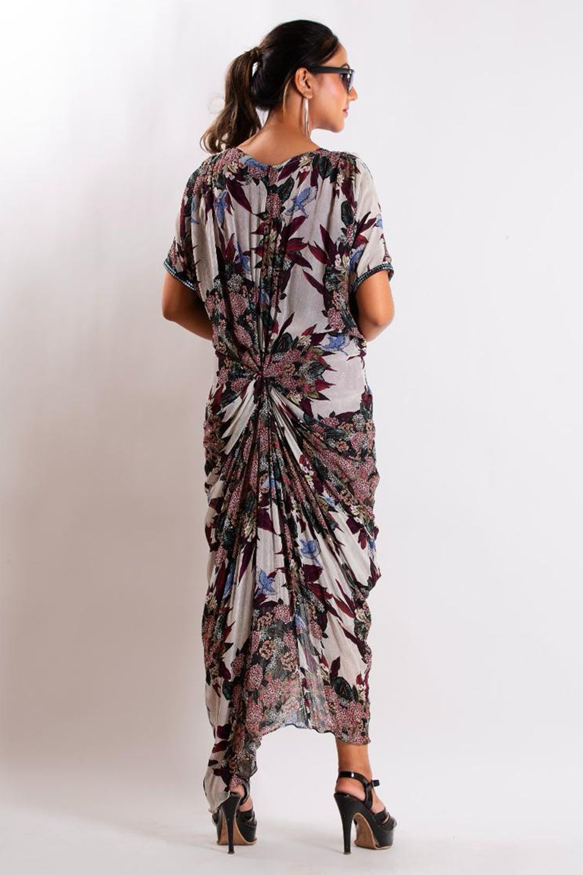 Multicolor Knotted Draped Dress