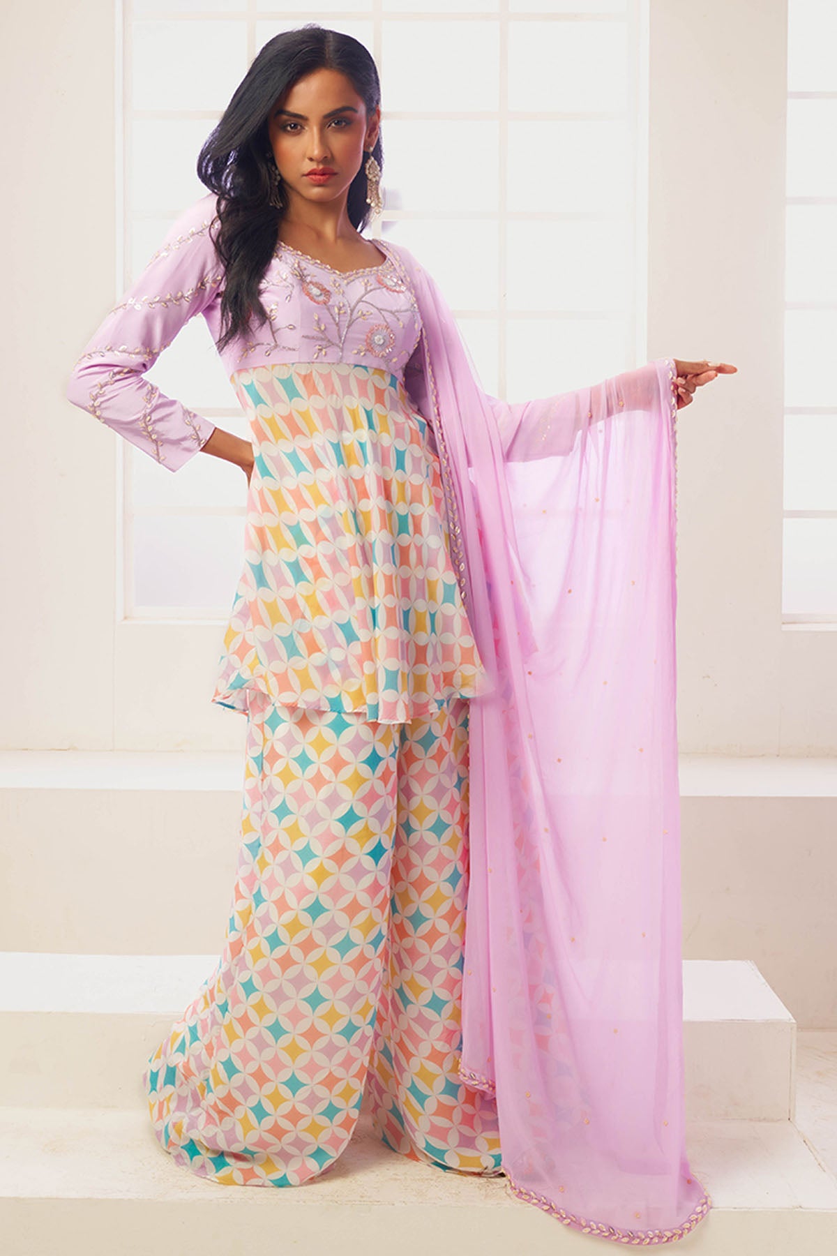 Multicolor Kurta Palazzo Set