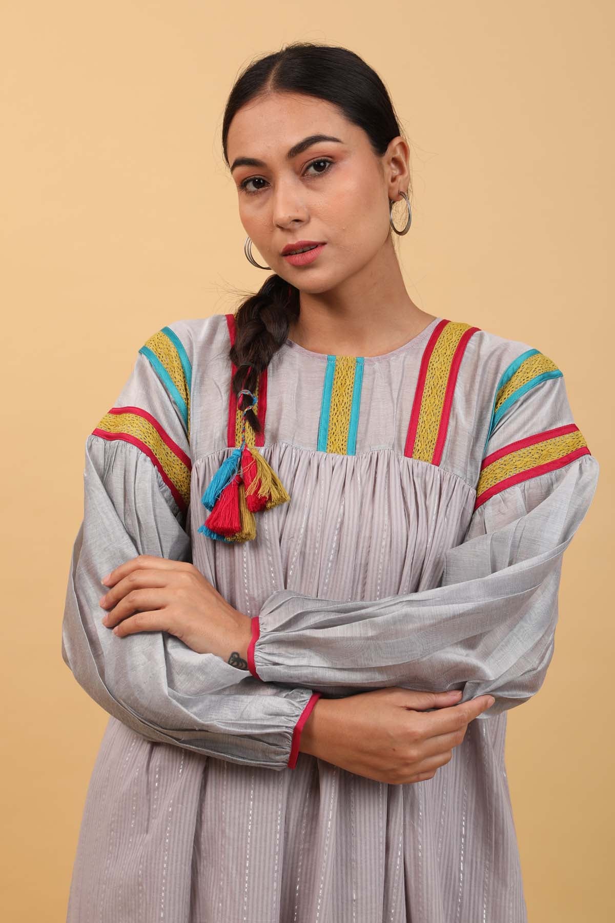 Multicolor Lace Cotton Kurta Set