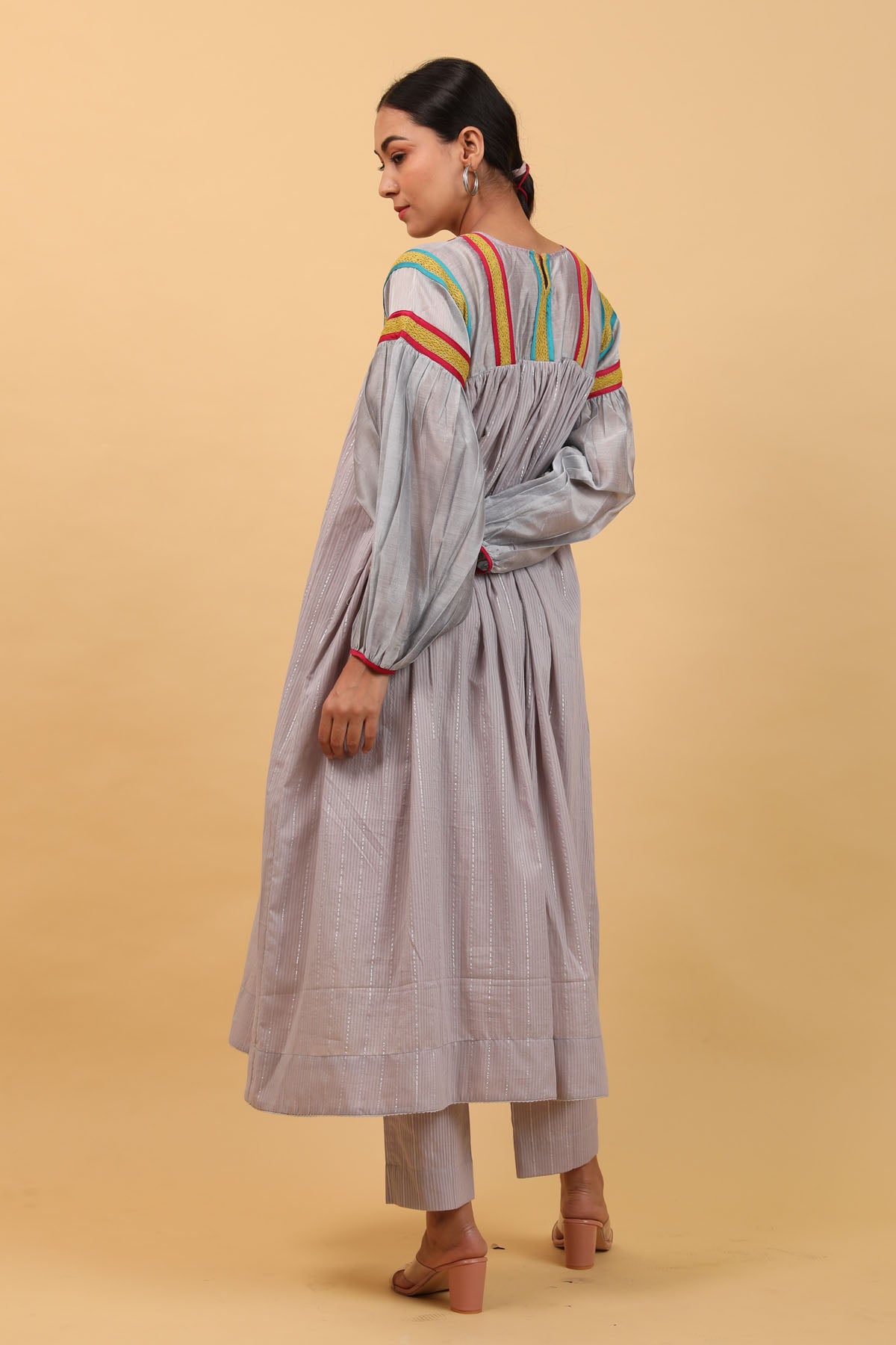 Multicolor Lace Cotton Kurta Set