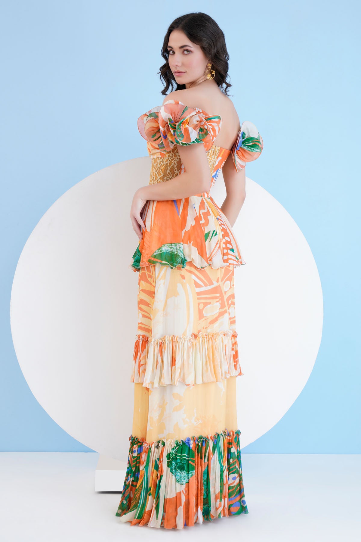 Multicolor Print Tiered Dress