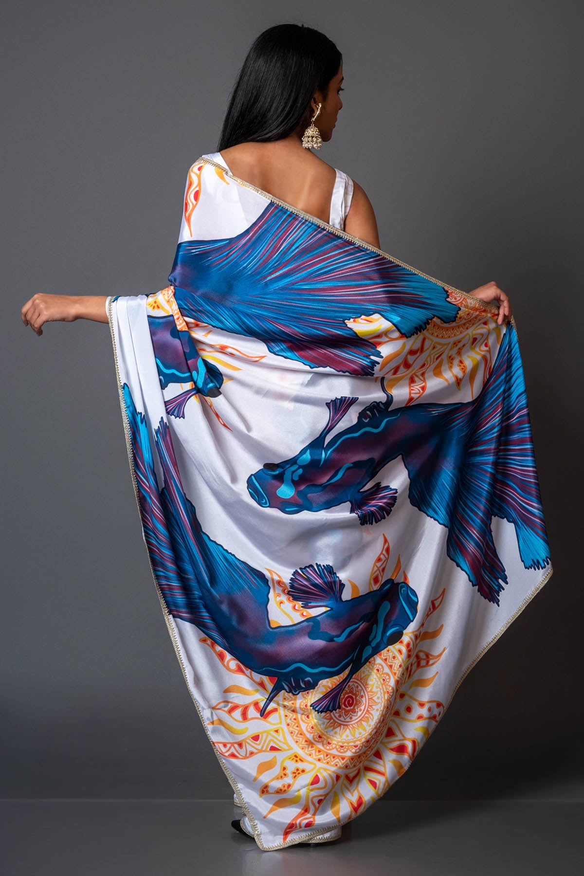Multicolor Printed Crepe Saree